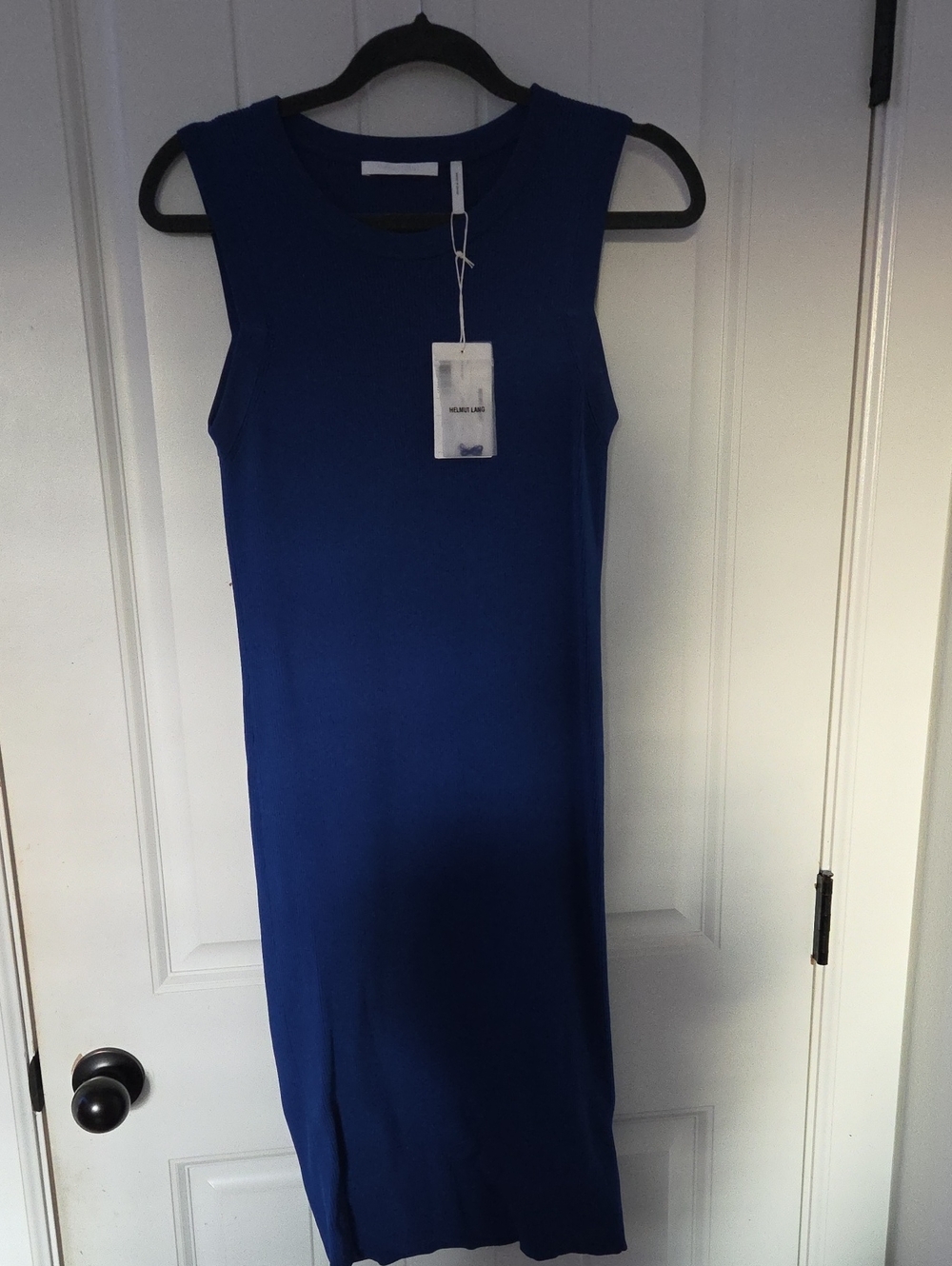 Helmut Lang Sleeveless Cobalt Blue Midi Sheath Dress